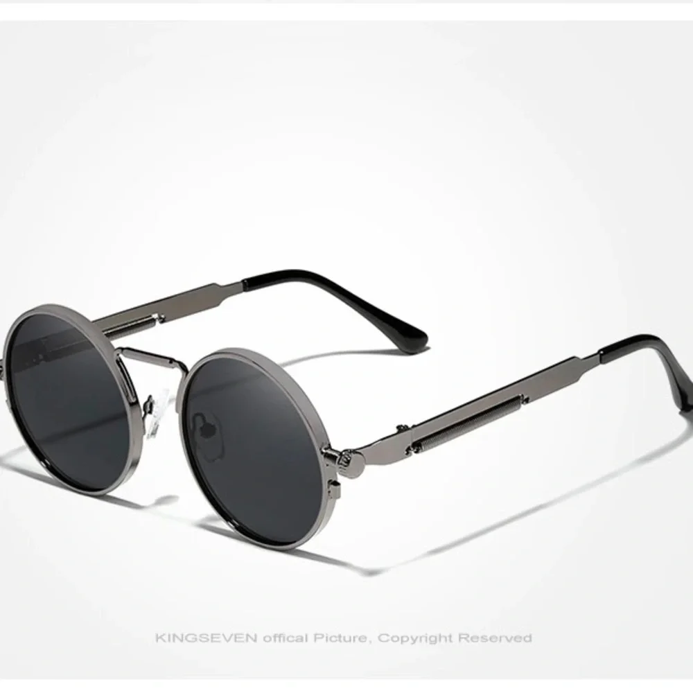 KINGSEVEN Gothic Steampunk Polarized Designer Vintage Round Metal Frame … - Picture 3 of 5